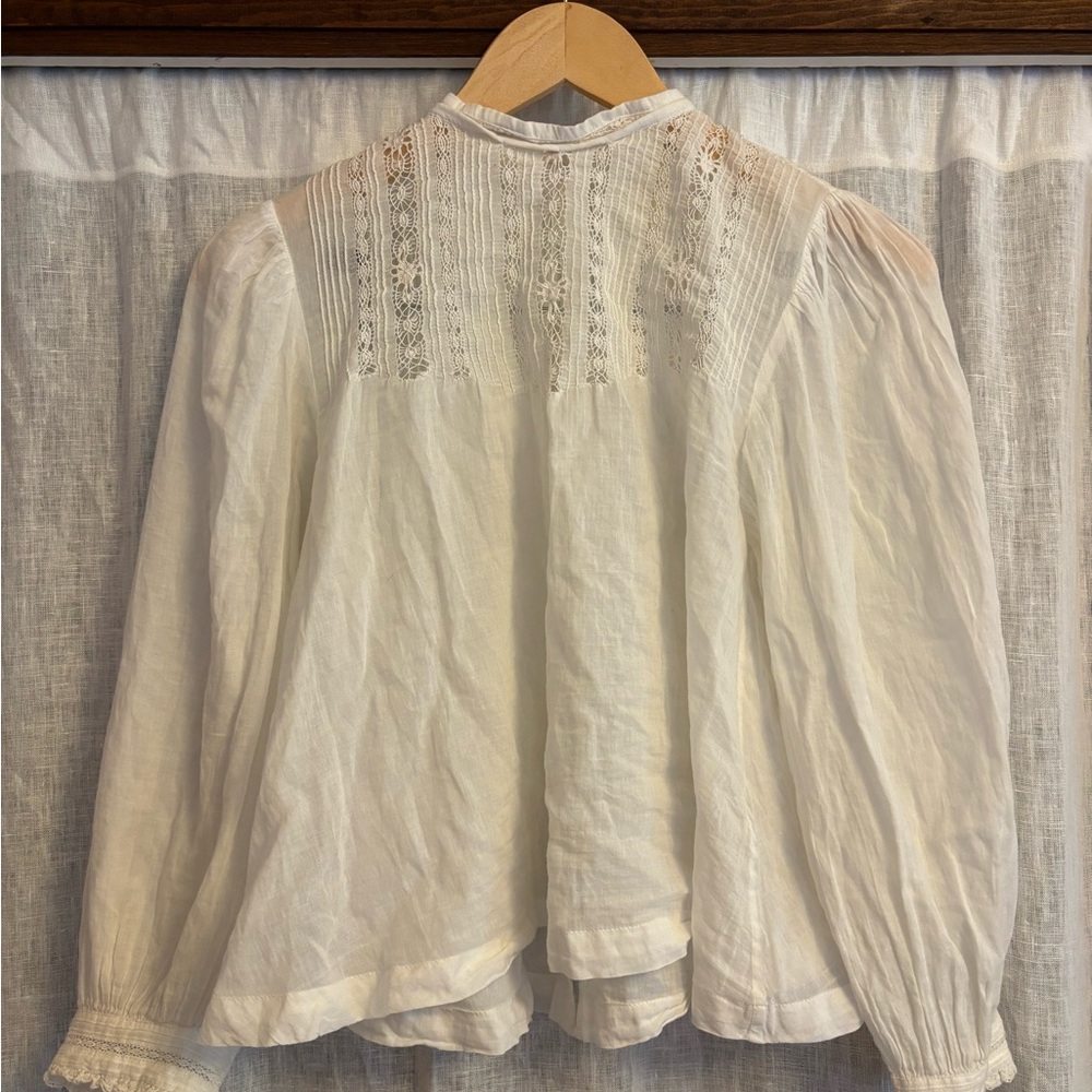 Doen Heirloom Antonia Top in Salt EUC